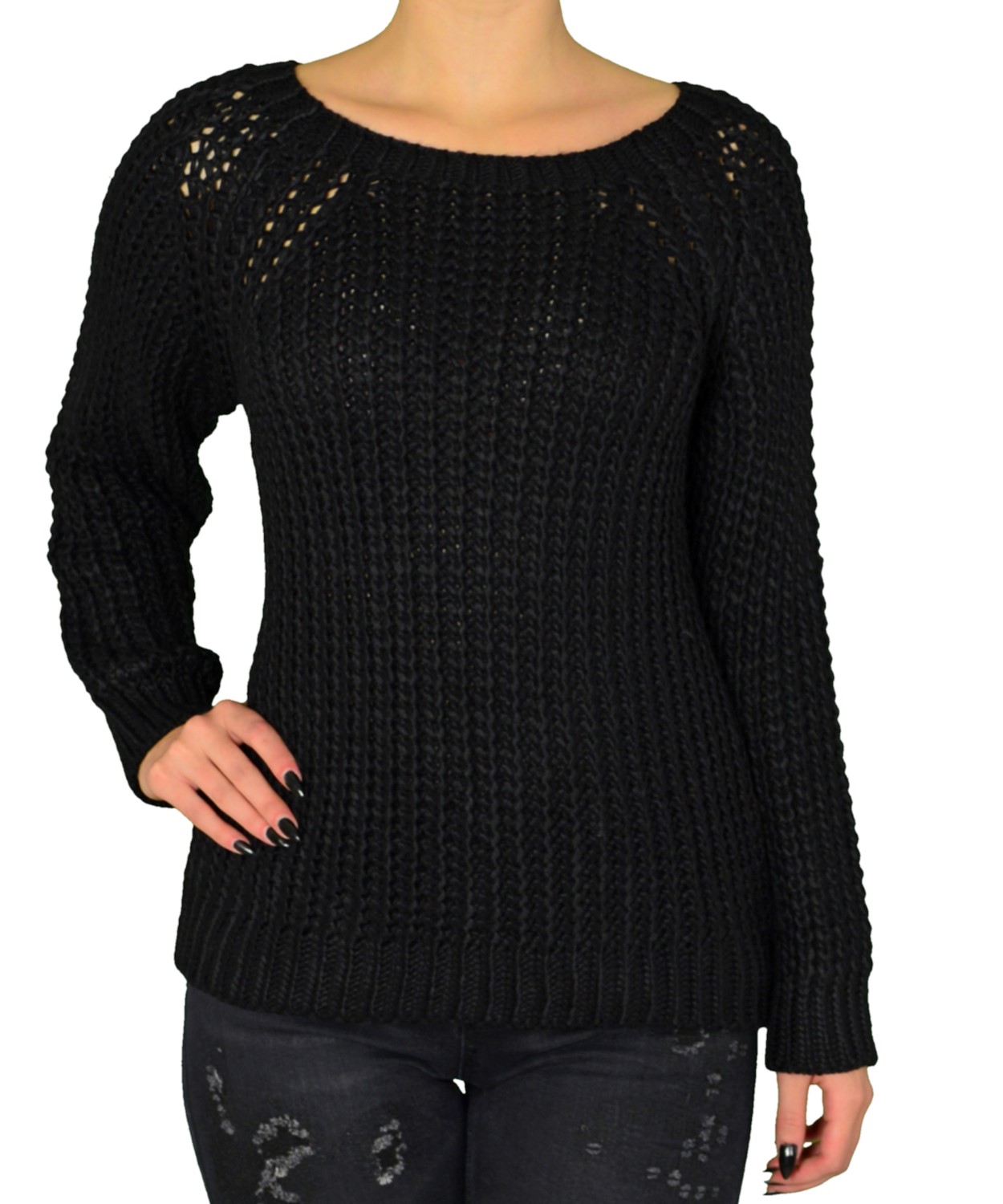 Γυναικεία πλεκτή μπλούζα μαύρη 2868C